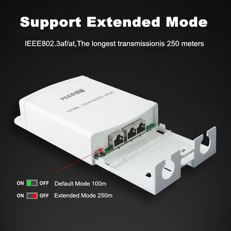 야외 방수 POE 익스텐더, 200 미터 익스텐션 리피터, 1 인 2 출력, 48V Poe 스위치, IEEE802.3at/af