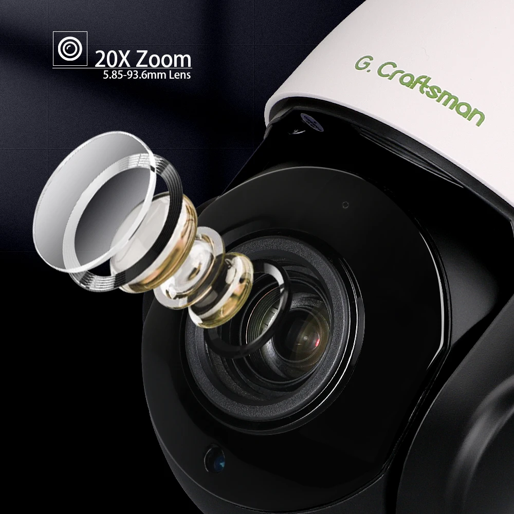 XMEYE POE 20X PTZ 돔 IP 카메라, 야외 SONY335 인간 추적 광학 줌, IR 60M CCTV 보안 방수 G.Craftsman, 6.0MP