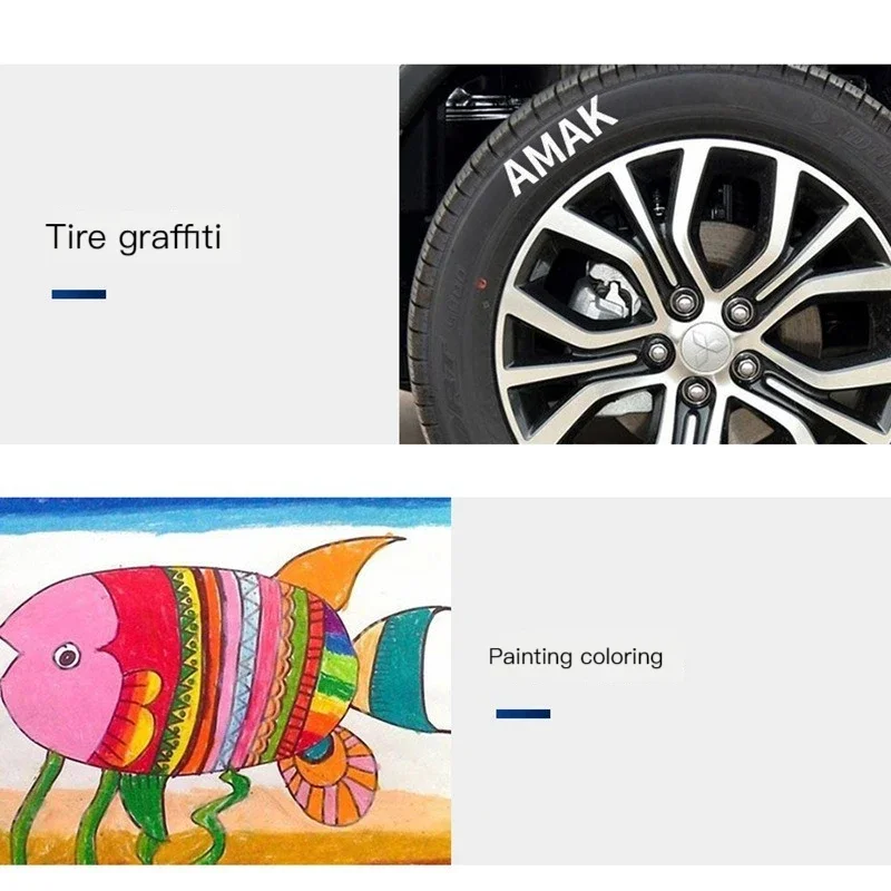 흰색 영구 페인트 펜 세트, 나무 바위 플라스틱 가죽 유리 돌 금속 캔버스 세라믹 깊은 구멍 마커 0.7mm, 개