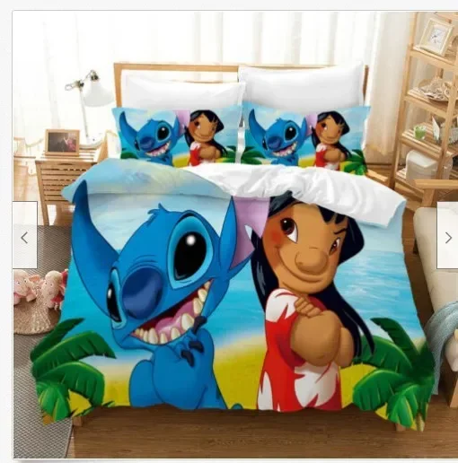디즈니 Lilo 및 스티치 침구 세트, 이불 커버, 침실 장식, 퀸, 킹 사이즈 침구 세트, 남아용 선물