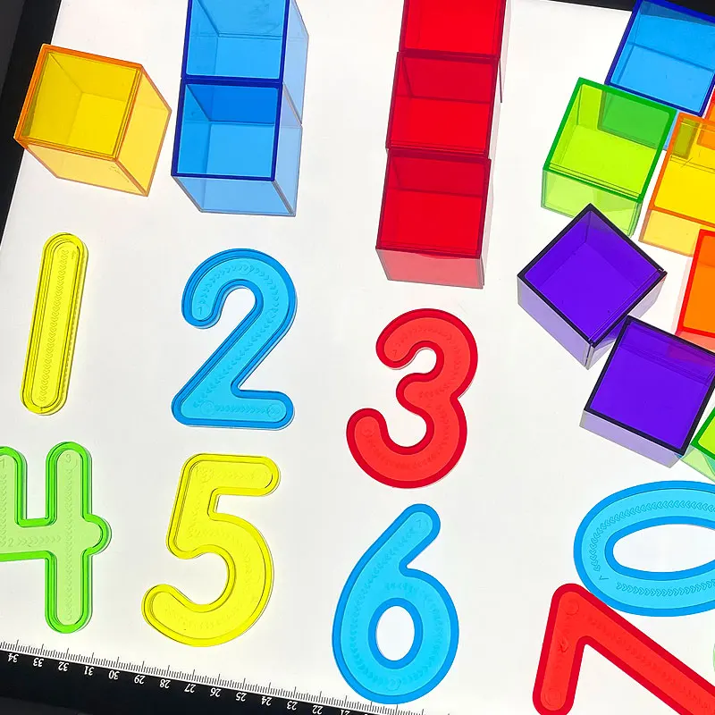 몬테소리 라이트 테이블 숫자 글자 학습 교육 완구, 라이트 테이블 언어 자료, 3 세 어린이, D1264H