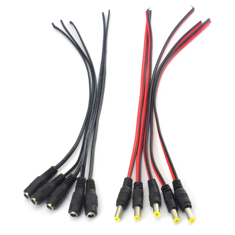 12V DC Connectors Male Female jack cable adapter plug power supply 26cm length 5.5 x 2.1mm for CCTV Camera