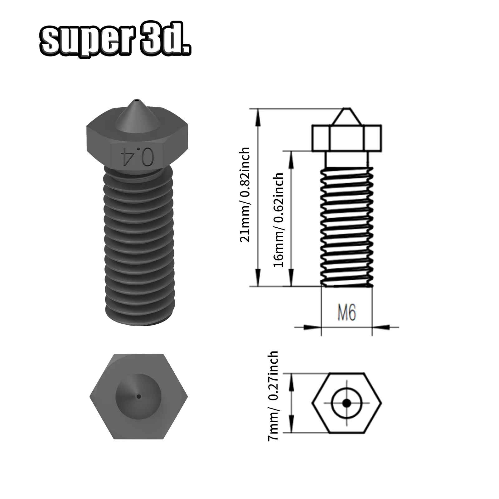 CHT 화산 경화 강철 깍지 3D 프린터, 고유량 CHT 클론, 엔더 3 포병 바이퍼 핫엔드 부품용 화산 500 ° 노즐