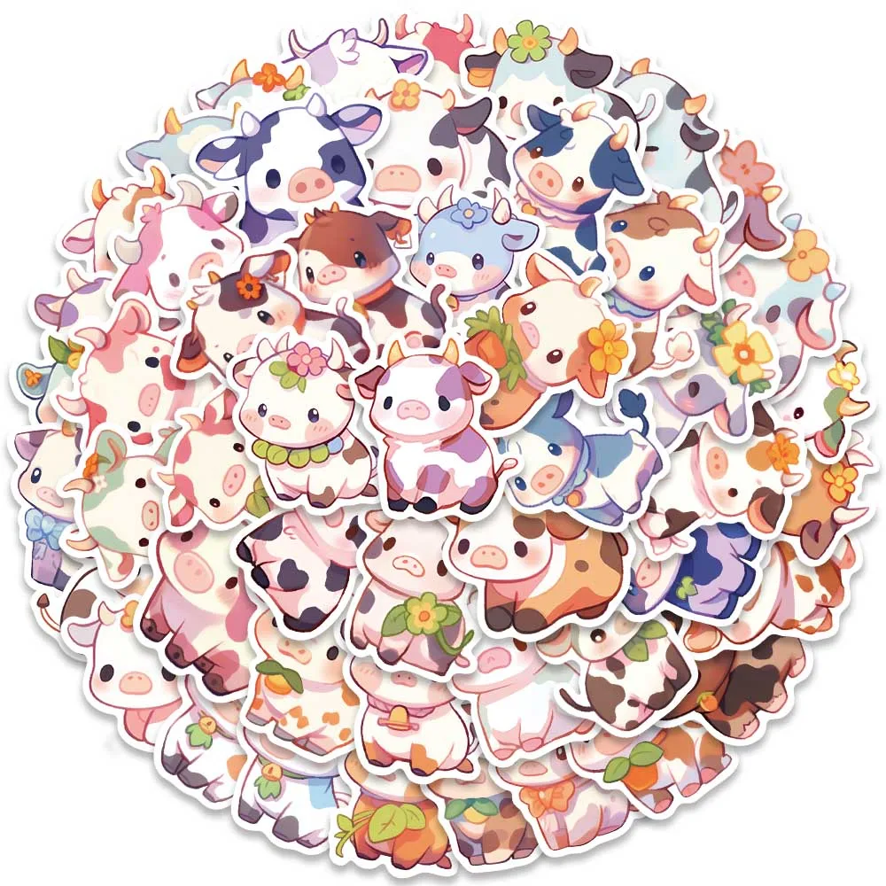 방수 그래피티 귀여운 만화 소 동물 스티커, 수하물 노트북 기타 휴대폰 스케이트보드 비닐 데칼, 50 개