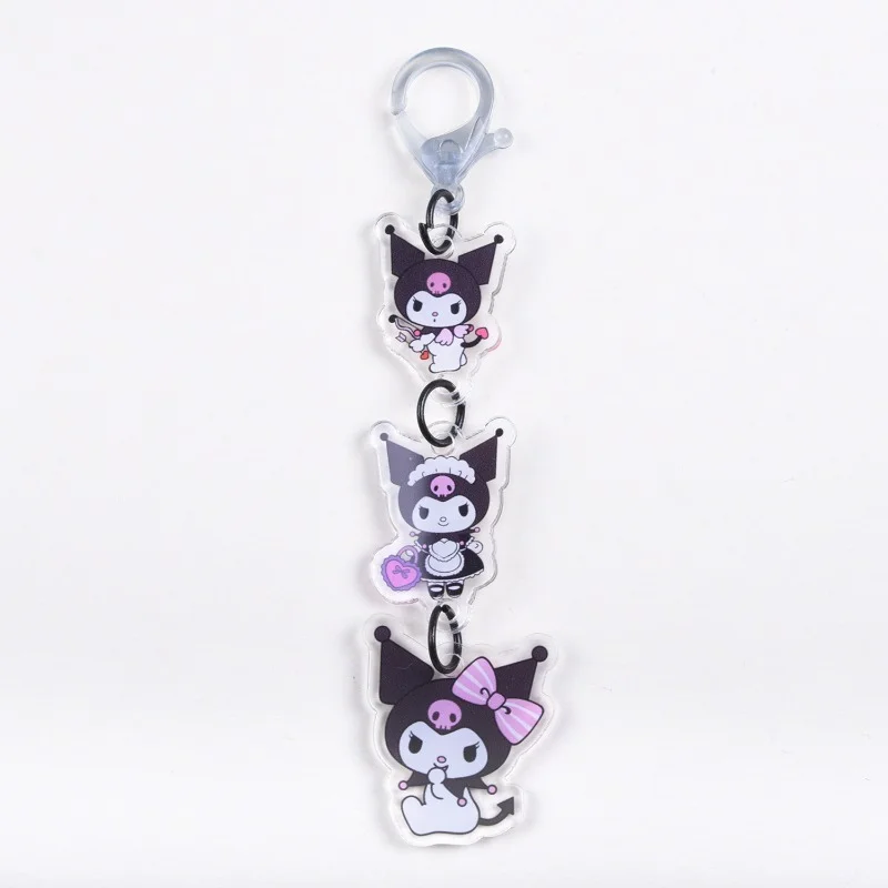 산리오 키체인 귀여운 애니메이션 쿠로미 마이 멜로디 시나몬 만화 아크릴 로프 키체인, 카와이 소녀 가방 키링 펜던트 선물