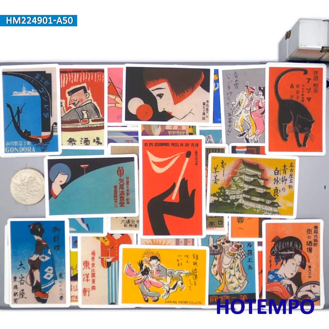 20/30/50 개, 오래된 광고 포스터 스티커, 일본식, 복고풍 여행, 재미있는 데칼, DIY 스크랩북, 수하물, 자전거 자동차, 노트북, 오토바이 기타에 적합, 전화 스티커