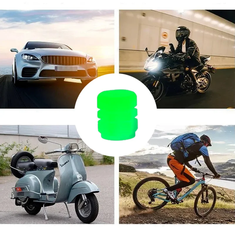 범용 발광 밸브 캡, 방진 타이어 휠 허브 밸브, 빛나는 타이어 스템 커버, 자동차 오토바이 자전거에 적용 가능, 1 개, 2 개, 4 개