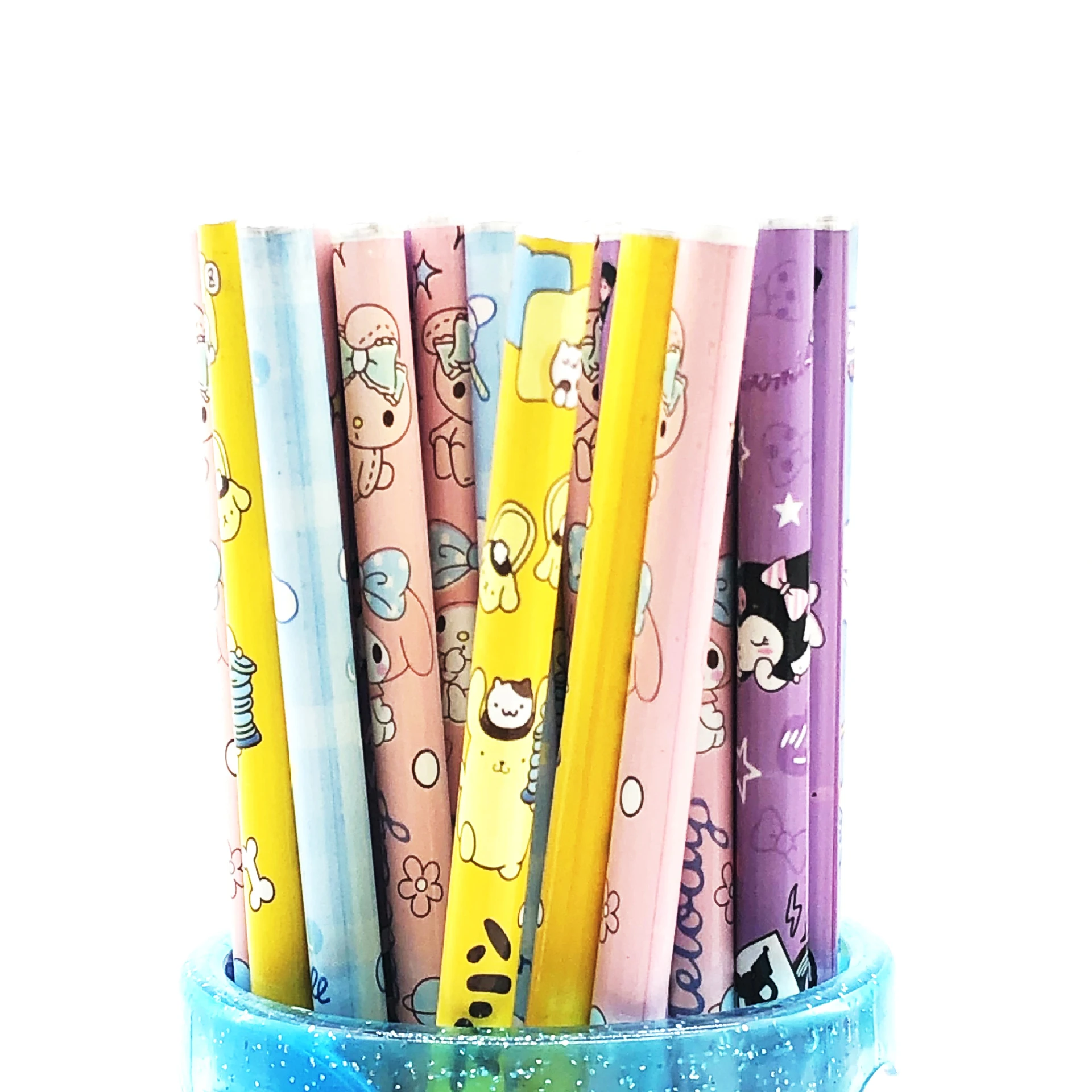 12 개 세트 산리오 연필 학생 문구 학생 애니메이션 내 멜로디 쿠로미 시나모롤 귀여운 실용 학용품 어린이 선물