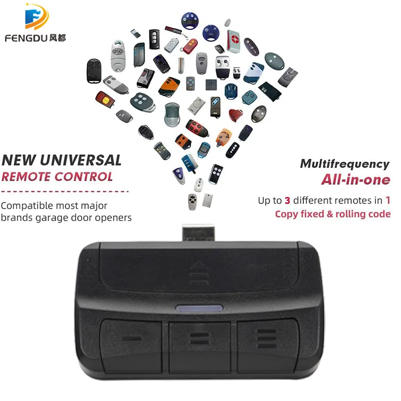 범용 게이트 원격 제어 차고 도어 제어, 다중 주파수 리모컨, 클립 포함, 280-868mhz 롤링 코드 송신기, 3 in 1