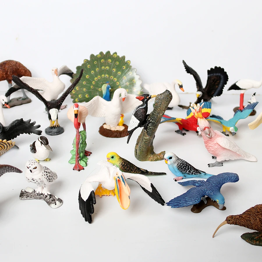 어린이용 시뮬레이션 대머리 독수리 부엉이 펠리칸 앵무새, 백조 새, 손으로 그린 모형 장난감, 수집 과학 교육 장난감