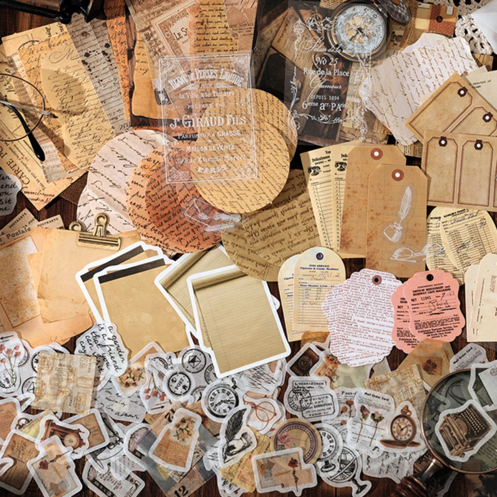 Mr. Paper 4 가지 스타일 빈티지 커피 스티커 크리에이티브 페인팅 전시회 핸드 계정 장식 문구 스티커, 200 개/백