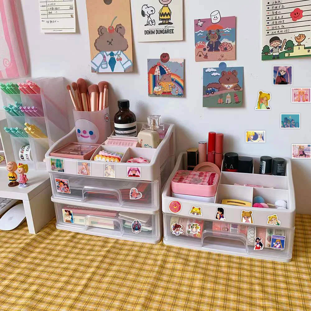 세일러 문 애니메이션 스티커 카와이 소녀 DIY 전화 물병 노트북 방수 만화 스티커, 키즈 데칼 완구, 10/30/60 개