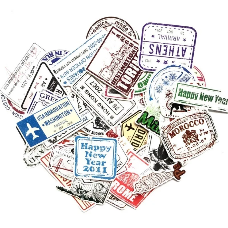 우편 레트로 레터 헤드 스탬프 여행 가방 스티커, 개성 있는 트롤리 케이스, 기타 그래피티 스티커, 10 개, 30 개, 50 개