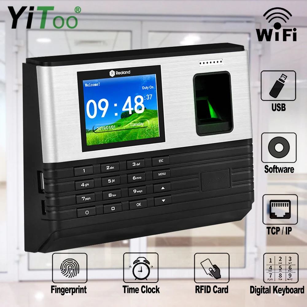 YiToo-2.8 인치 Wifi RFID 생체 인식 지문 시간 출석 tcp/ip USB 사무실 체크 인 Realand 시스템, 시간 시계 없는 소프트웨어 title=YiToo-2.8 인치 Wifi RFID 생체 인식 지문 시간 출석 tcp/ip USB 사무실 체크 인 Realand 시스템, 시간 시계 없는 소프트웨어 