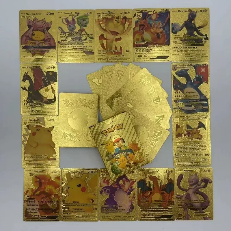 포켓몬 카드 골드 실버 블랙 컬러 멀티 플래시 Vmax GX 영어 스페인어 레어 컬렉션 배틀 트레이너 카드, 어린이 장난감 선물