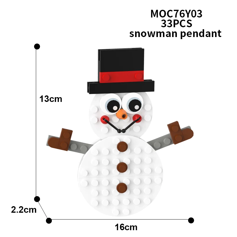 고브릭 2023 크리스마스 펜던트, 눈사람 엘크 산타 클로스 크리스마스 트리 펜던트, 빌딩 블록 장식품, 선물 아이디어, 홈 데코