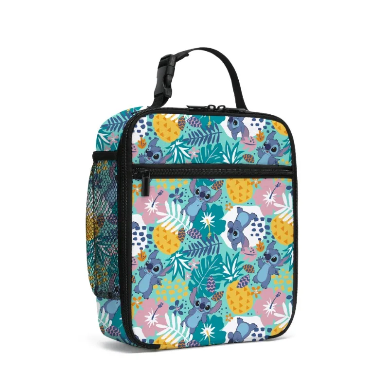 디즈니 Lilo and Stitch 도시락 가방, 애니메이션 피규어, 스티치 절연 도시락 가방, 휴대용 피크닉 가방, 학생 만화 카와이 핸드백