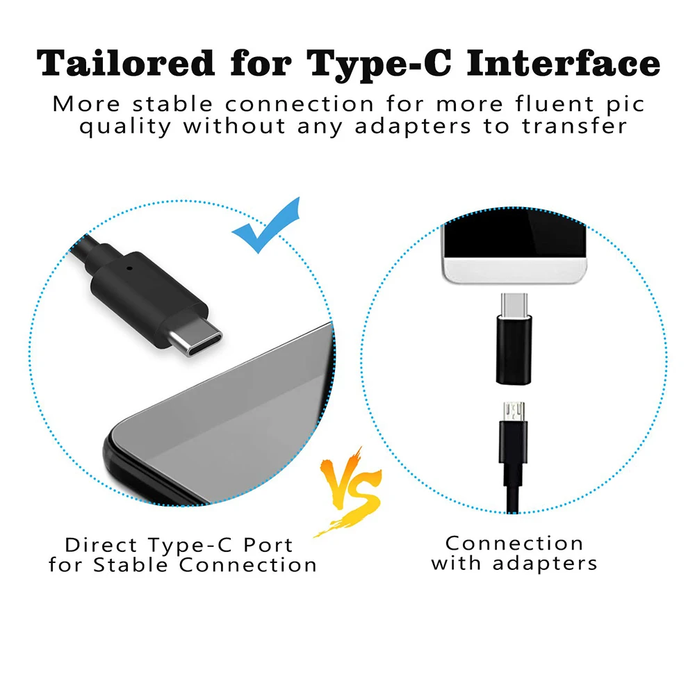 USB C타입 내시경 카메라, 안드로이드 PC, 7.0mm, 2m 유연한 스네이크 검사 스코프 보어스코프 카메라, 6LED 조절 가능, 최신