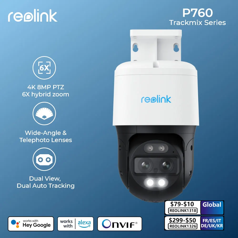 Reolink TrackMix 시리즈 Poe & WiFi 카메라, 4k 듀얼 렌즈, PTZ 자동 추적, 야외 애완 동물 자동차 사람 감지, 8MP IP 보안 카메라 title=Reolink TrackMix 시리즈 Poe & WiFi 카메라, 4k 듀얼 렌즈, PTZ 자동 추적, 야외 애완 동물 자동차 사람 감지, 8MP IP 보안 카메라 