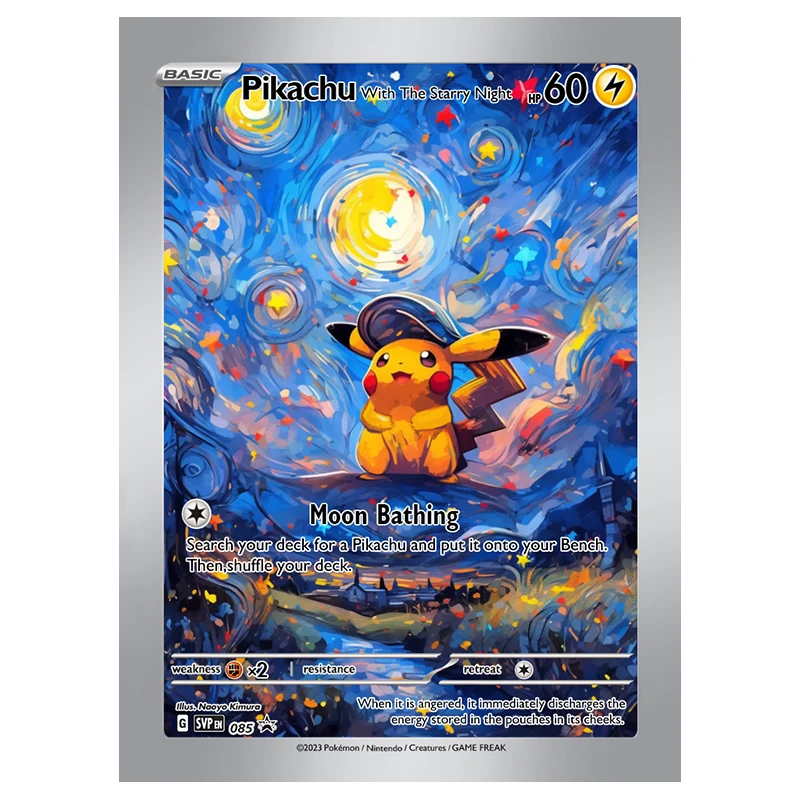 DIY 자체 제작 포켓몬 반 고흐 박물관 Ptcg 컬렉션 카드, 피카츄 리자몽 뮤츠 클래식 싱글 카드 게임 컬렉션 카드
