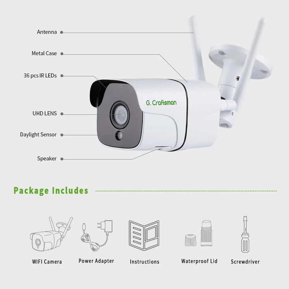 G.Craftsman-4G Wifi 카메라, 5MP 오디오 무선 야외 방수 HD IP 카메라 보안 비디오 감시 소니 335 ONVIF Camhi