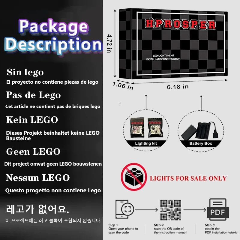Hprosper 10318 콩코드 DIY 장식 램프, 5V LED 조명, 배터리 박스 포함 (레고 빌딩 블록 세트 미포함)