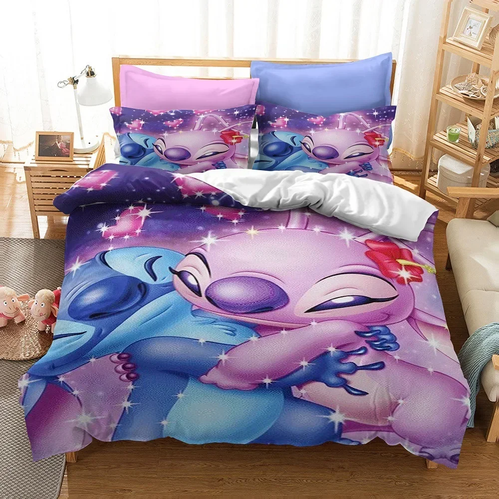 디즈니 Lilo 및 스티치 침구 세트, 이불 커버, 침실 장식, 퀸, 킹 사이즈 침구 세트, 남아용 선물