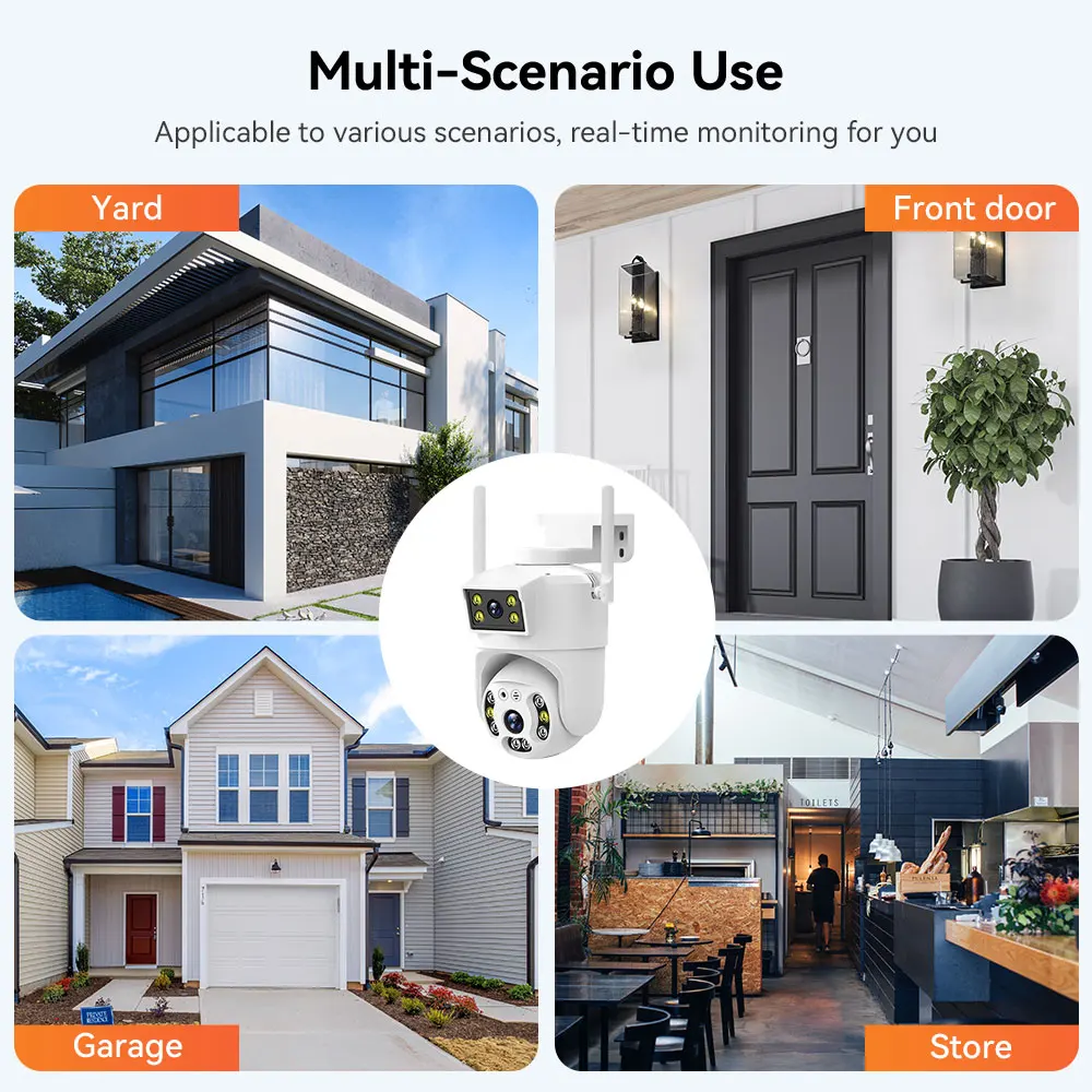 듀얼 렌즈 와이파이 PTZ 카메라, 스마트 홈, 나이트 비전, 듀얼 스크린, 야외 보안 보호 CCTV IP 카메라, V380 프로 앱, 8MP, 4K, 6MP