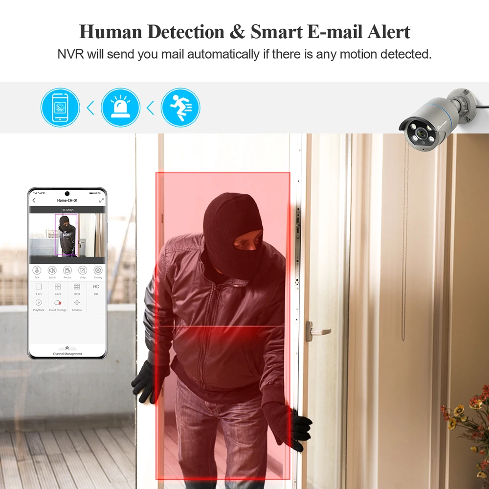 Techage H.265 8 채널 4K 2K POE NVR 보안 감시 네트워크 비디오 레코더, CCTV 시스템 POE IP 카메라 레코더, 최대 16 채널