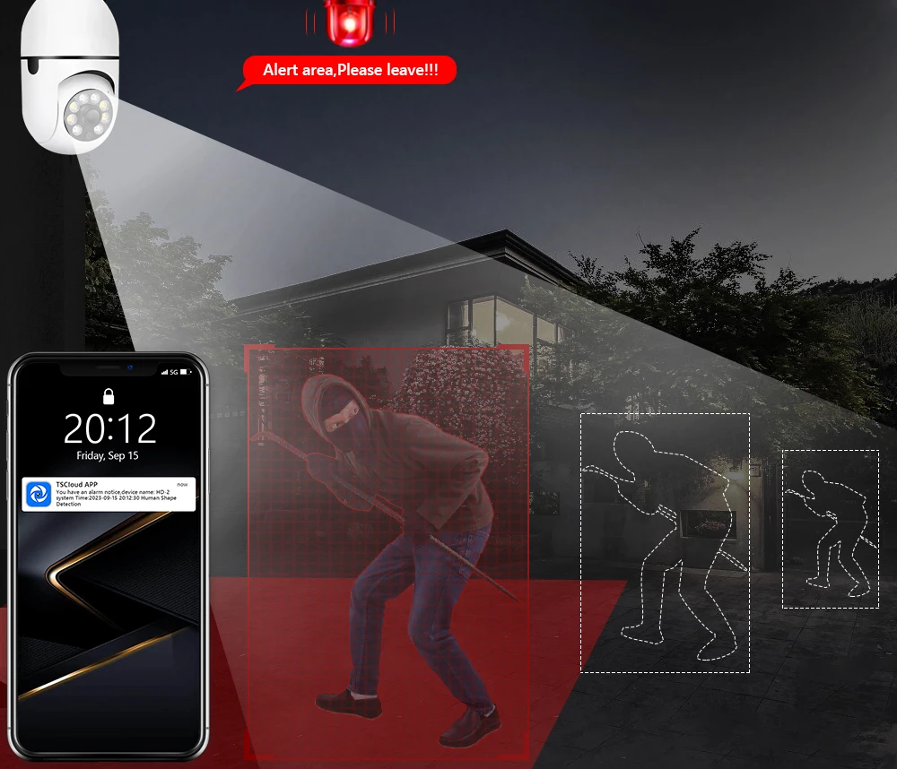 Movols 와이파이 전구 카메라, E27 비디오 감시, 가정 실내 보안 아기 모니터, IP 컬러 나이트 비전, AI 자동 인간 추적