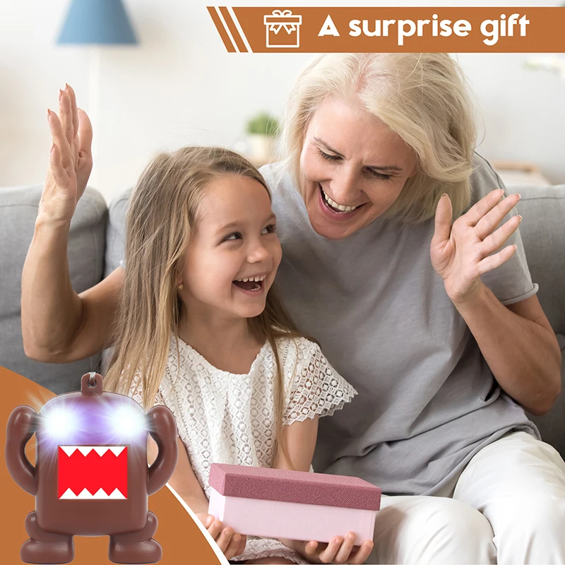 Domo kun 울트라 브라이트 LED 키체인, 귀여운 액션 피규어 장난감, 미니 LED 손전등, 사운드 키체인, 어린이 선물