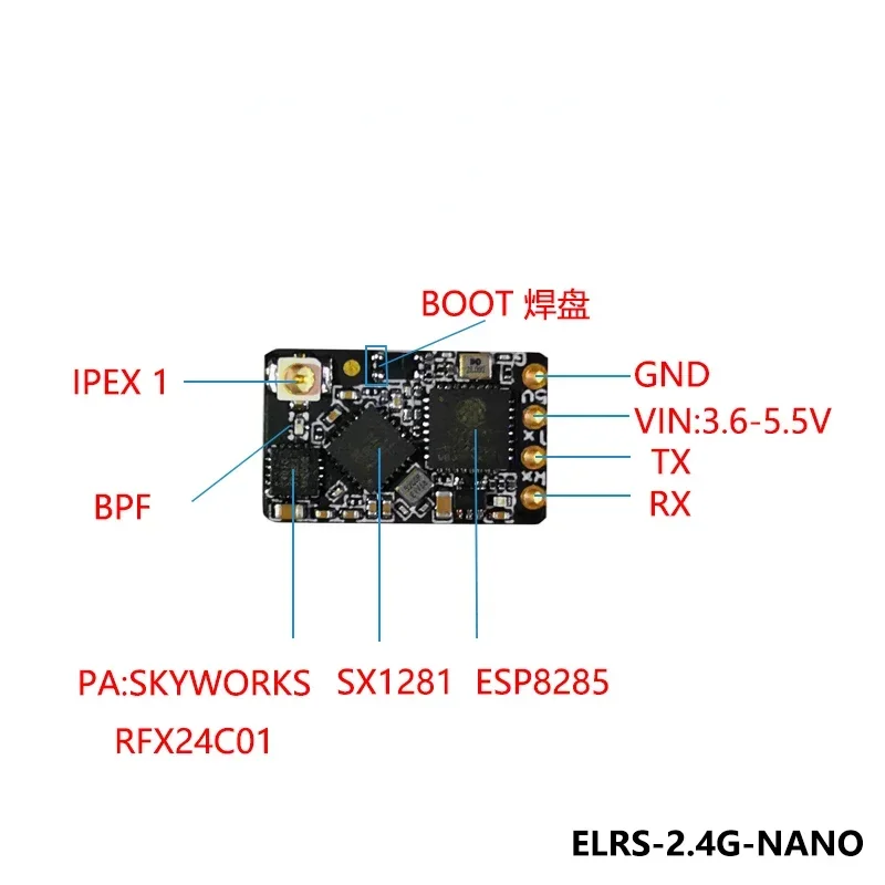 T형 안테나 장착 ELRS NANO ExpressLRS 리시버, RC FPV 트래버스 드론 부품용 지지대 와이파이 업그레이드, 915MHz, 2.4GHz