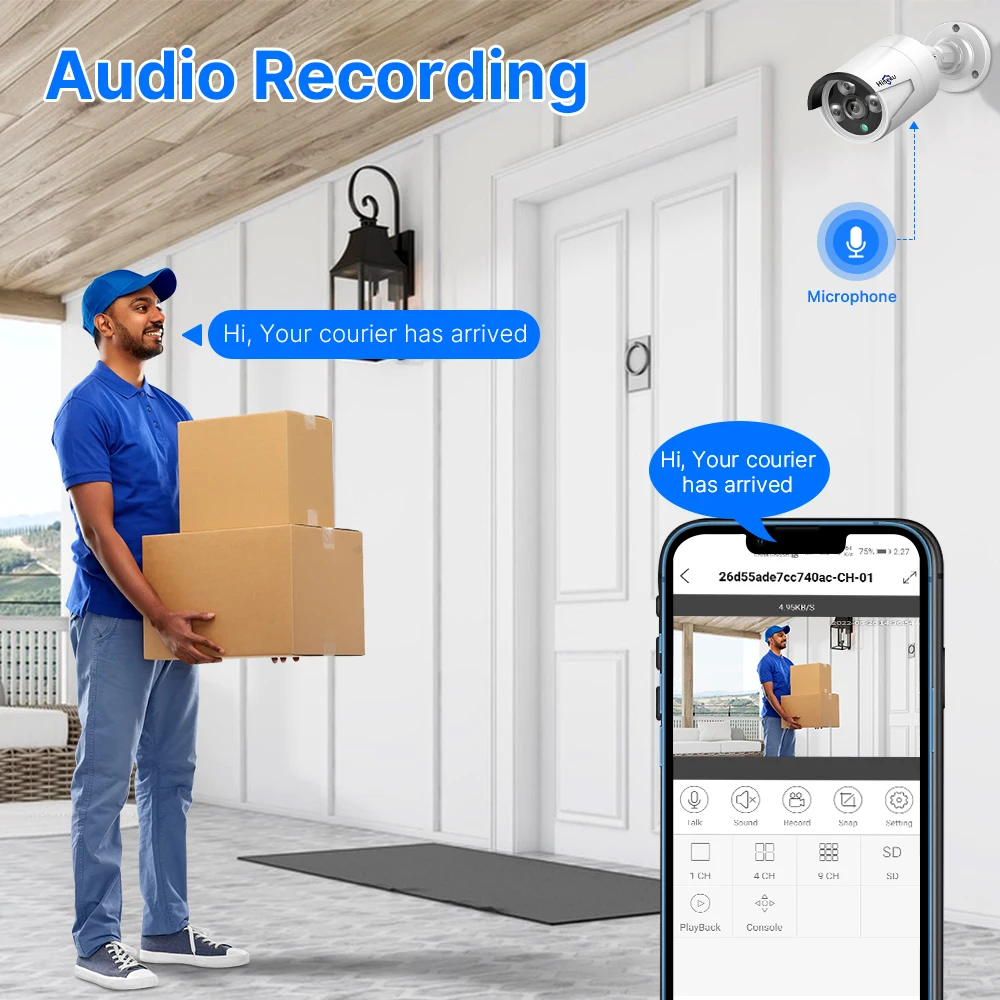 Hiseeu-H.265 POE IP 4MP 5MP CCTV IP 감시 보안 카메라 오디오 기록 POE NVR 시스템, 방수 야외 야간 투시경