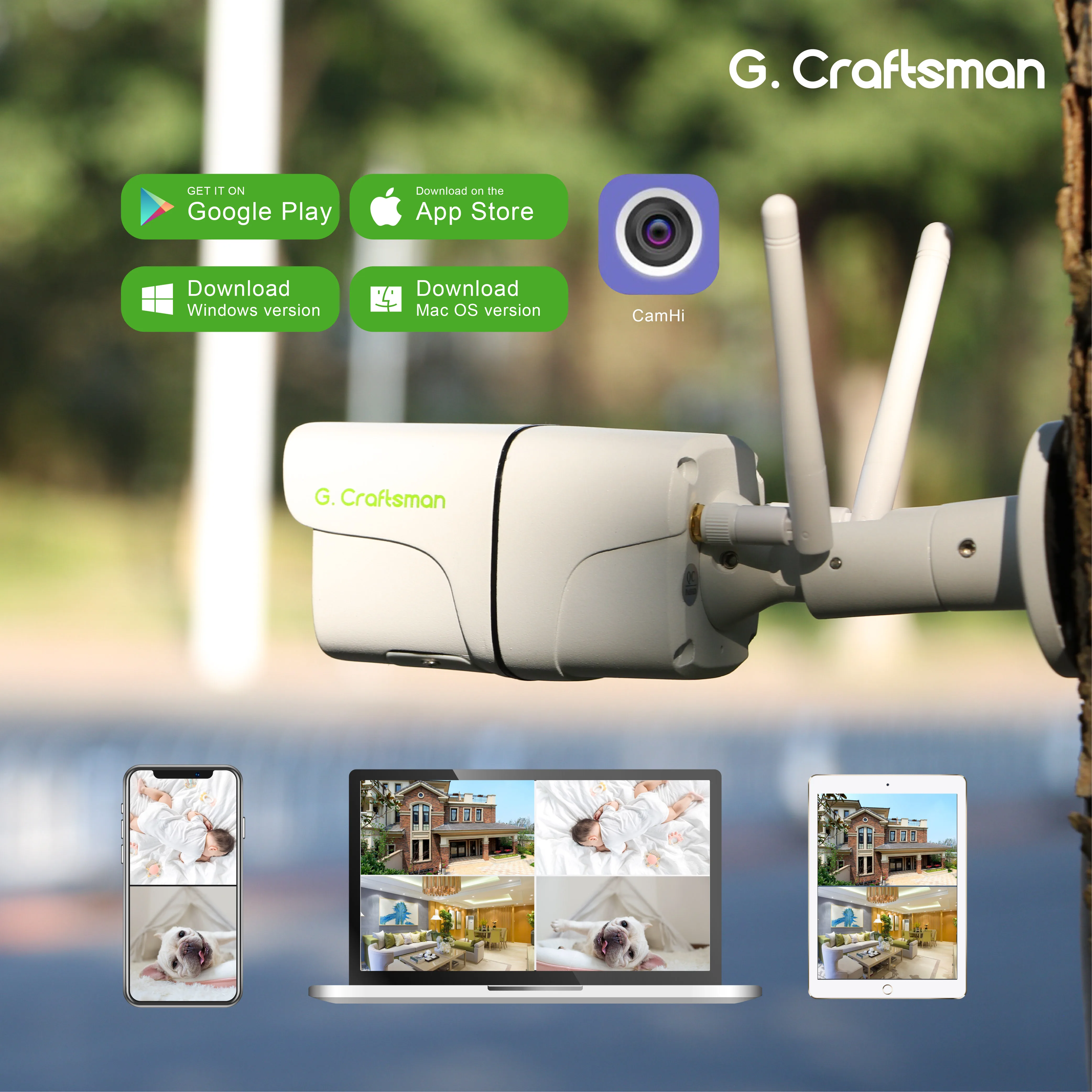 G.Craftsman-4G Wifi 카메라, 5MP 오디오 무선 야외 방수 HD IP 카메라 보안 비디오 감시 소니 335 ONVIF Camhi