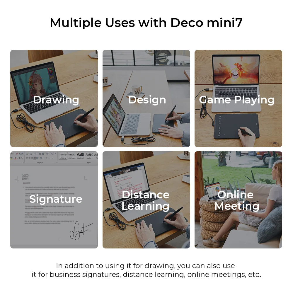 XPPen 디지털 드로잉 그래픽 태블릿, 7x4.3 인치, Deco Mini7, 8 익스프레스 키 지원, 60 틸트, 안드로이드, 맥, 윈도우, 크롬