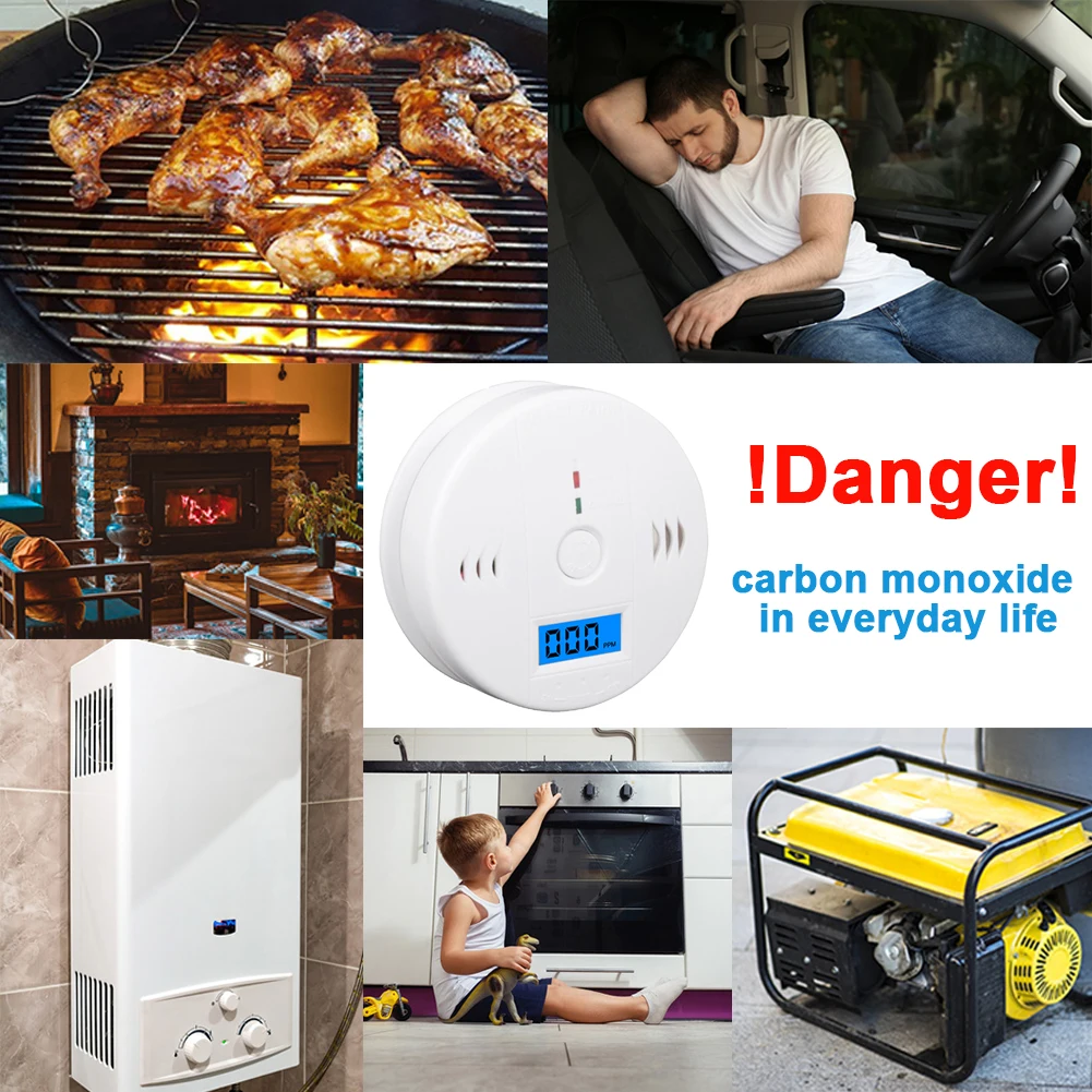 ACJ 가정용 고감도 CO 센서, 무선 일산화탄소 중독 연기 감지기, 경고 경보 감지기, LCD 표시기