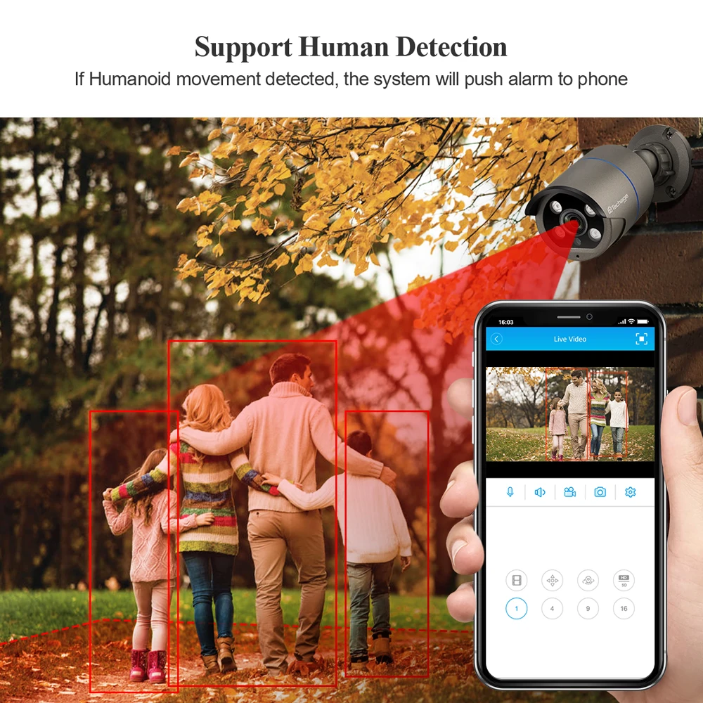 Techage CCTV 보안 시스템 키트, 8CH HD 4MP POE NVR, H.265 얼굴 감지, 야외 양방향 오디오, IP 카메라, P2P 비디오 감시 세트