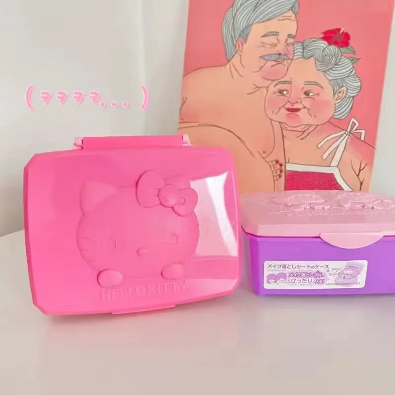 가와이 산리오스 마이 멜로디 보관함 애니메이션 KT 고양이 클램 쉘 면봉 문구 헤드피스 보관함 선물 소녀 용 장난감