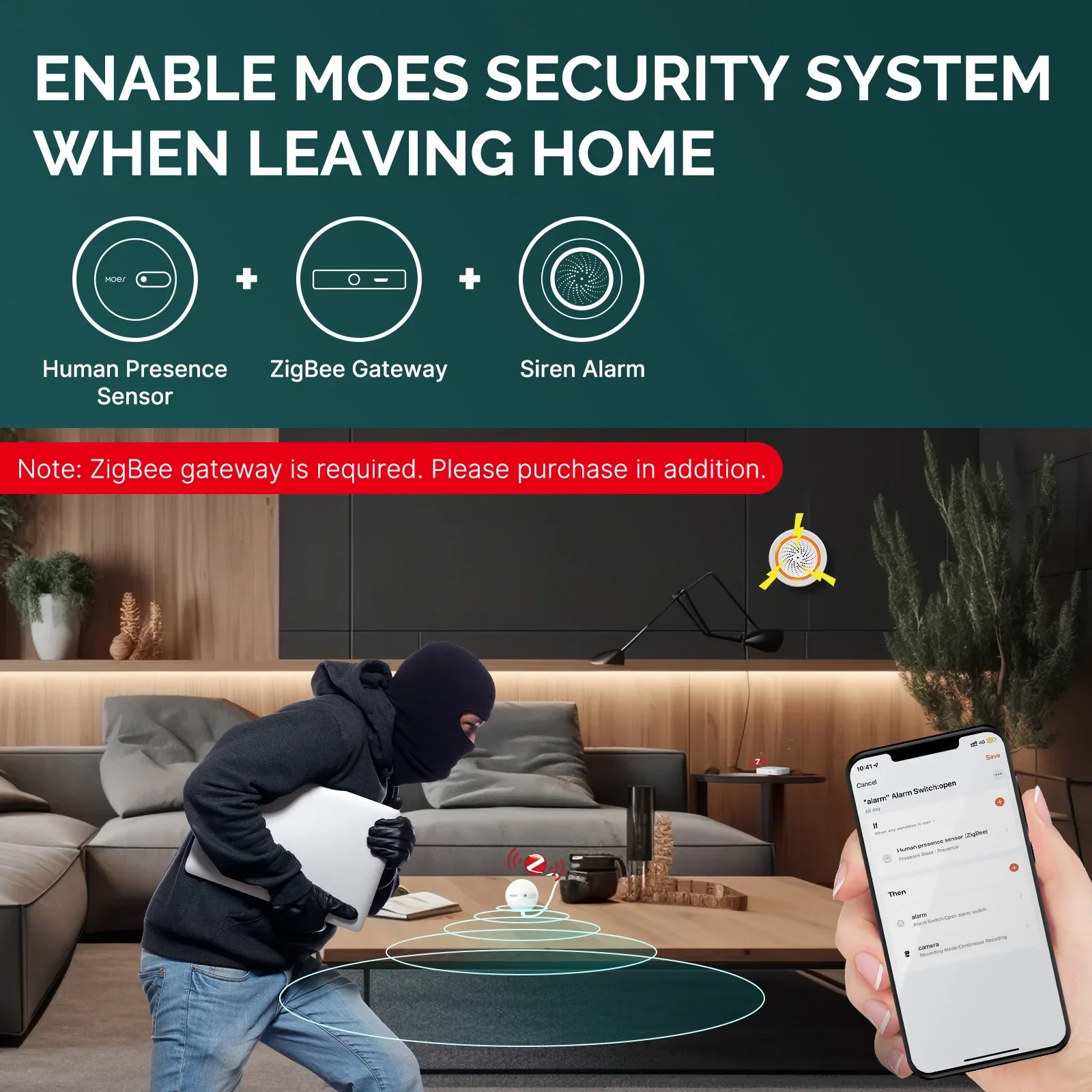 MOES ZigBee 인체 존재 센서 감지기, 레이더 파 감지 센서, 가정 보안용, 투야 스마트 인체 존재 센서