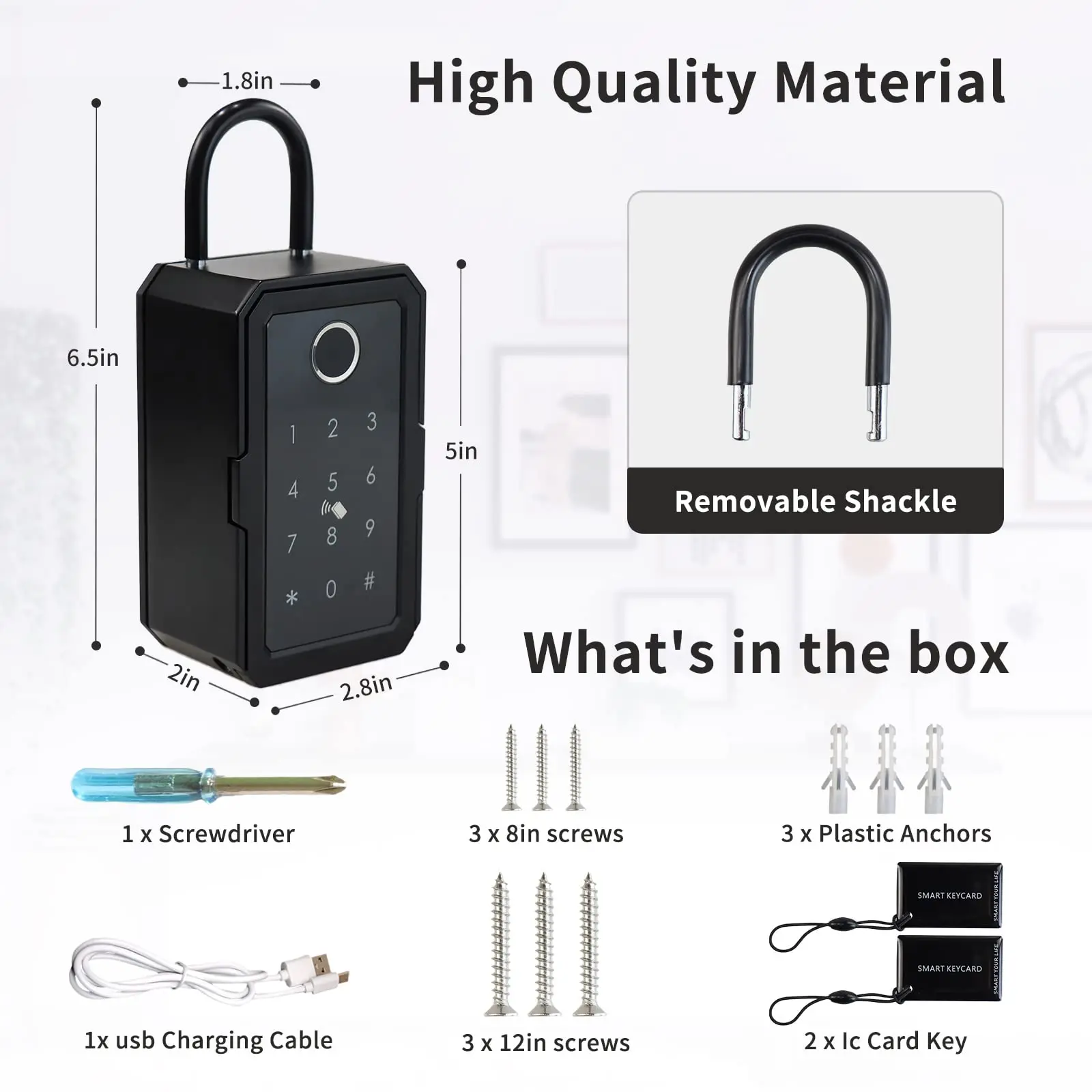 Tuya Ttlock 지문 블루투스 와이파이 디지털 키 박스, 앱 원격 액세스, 벽 마운트 조합 보안, Airbnb 잠금 박스, 키 안전