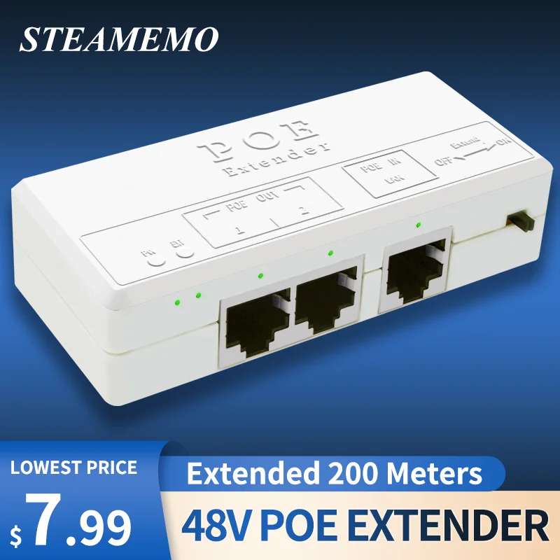 STEAMEMO POE 카메라 리버스 POE 스위치용 액티브 POE 리피터, 2 포트 POE 익스텐더, 350 미터, 100Mbps IEEE802.3AF/AT 표준 title=STEAMEMO POE 카메라 리버스 POE 스위치용 액티브 POE 리피터, 2 포트 POE 익스텐더, 350 미터, 100Mbps IEEE802.3AF/AT 표준 