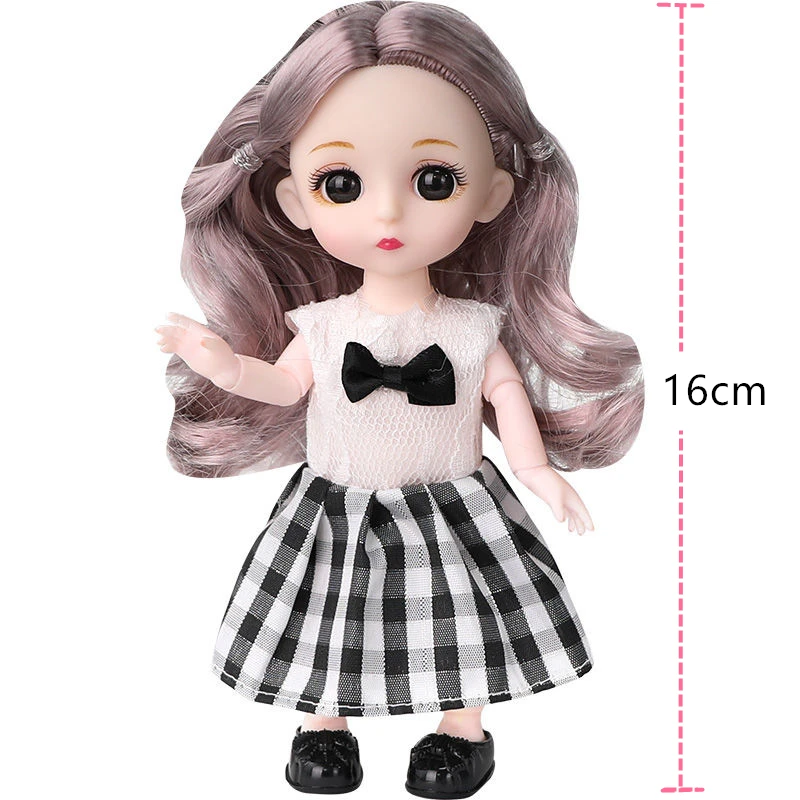 16cm 공주 BJD 인형 옷과 신발 이동식 13 관절 귀여운 달콤한 얼굴 소녀 선물 어린이 장난감, 1/12