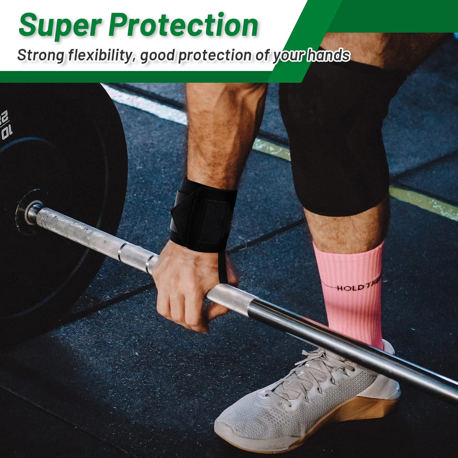 파워 리프팅 체육관 크로스 핏을위한 MKAS 역도 손목 랩은 엄지 루프로 더 무거운 손목 지지대를 밀기 위해 손목을 보호합니다.