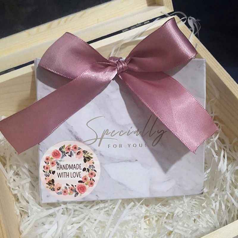 소기업 포장용 사랑 스티커 포함 수제 꽃, 베이킹 라벨 봉투 씰, 웨딩 장식 문구, 100-500 개