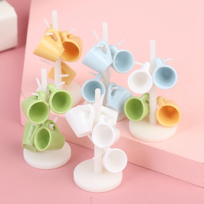 인형의 집 미니어처 식당 바 가구, 컵 와인 컵, 플라스틱 랙 스탠드 홀더 모델, 인형의 집 데칼