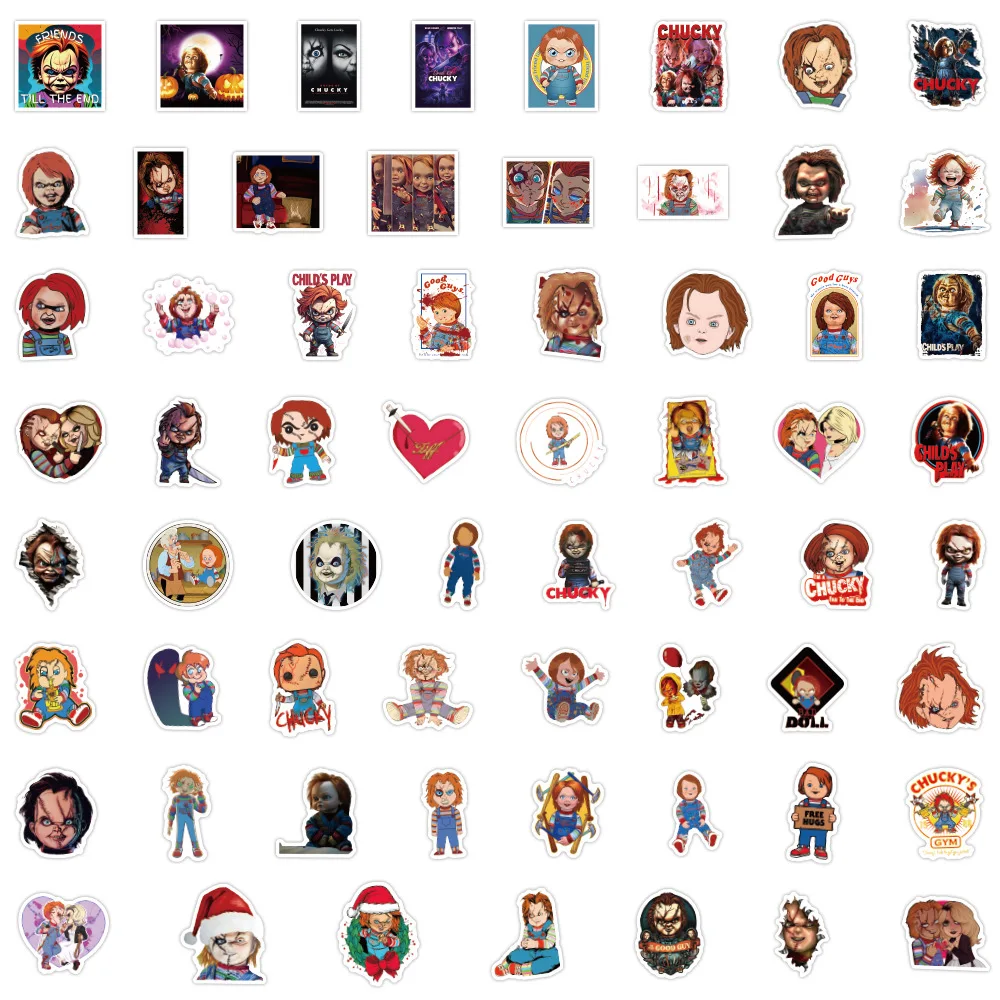 좋은 녀석 처키 스티커, 공포 영화 처키 그래피티 스티커, DIY 수하물 노트북 스케이트보드 자전거 스티커, 10 개, 60 개