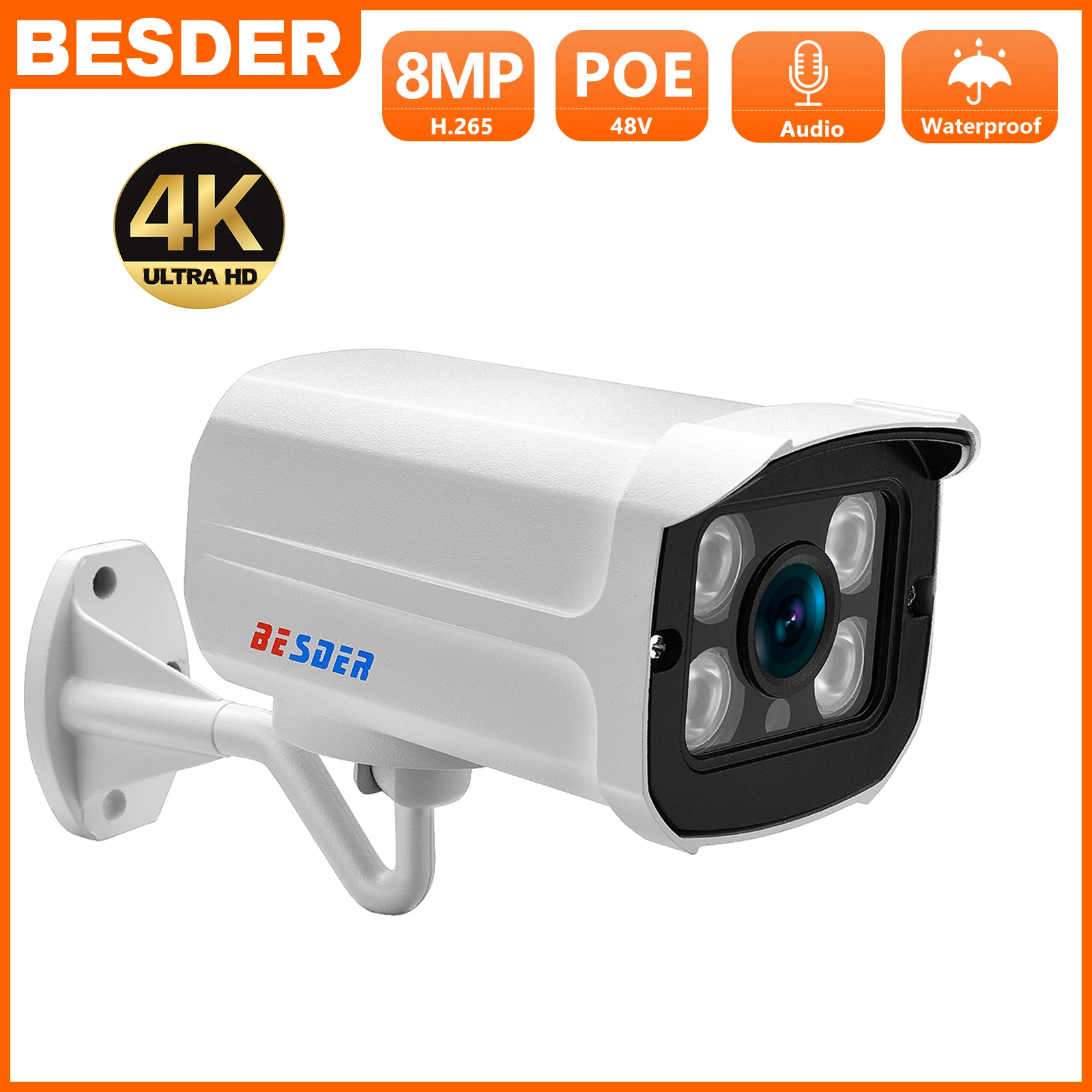 BESDER-와이드 앵글 2.8mm 2MP 4MP 5MP 8MP IP 카메라, 방수 감시 P2P RTSP 불렛 CCTV 카메라, 이메일 경고 XMEye 야외 title=BESDER-와이드 앵글 2.8mm 2MP 4MP 5MP 8MP IP 카메라, 방수 감시 P2P RTSP 불렛 CCTV 카메라, 이메일 경고 XMEye 야외 