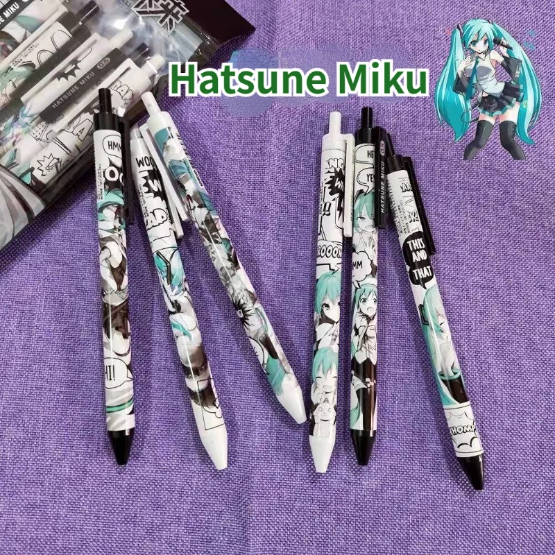 하츠네 미쿠 프레스 젤 펜, 학생, 카와이 눈부신 만화 펜, 블랙 서명 펜, 카본 블랙 0.5mm 애니메이션 주변 기기 도매