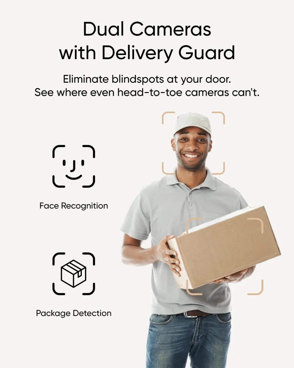 Eufy 듀얼 카메라 보안 비디오 초인종, 배송 가드 포함, 2K 풀 HD 컬러 나이트 비전, 유선 또는 배터리 전원, E340