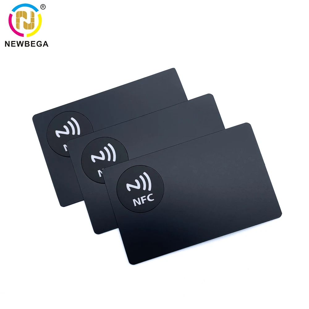 금속 NFC 매트 블랙 소셜 디지털 카드, RFID Ntag216 스마트 비접촉식 명함, 13.56MHZ, 1 개